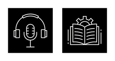 podcast y abierto libro icono vector