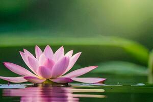 un rosado loto flor flotante en el agua. generado por ai foto