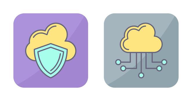 nube informática y proteger icono vector