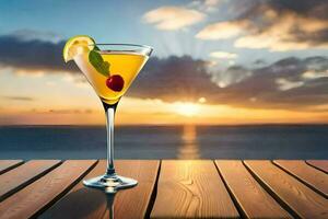 cocktail on the beach. AI-Generated photo