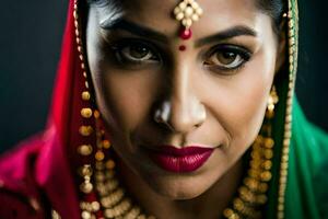 a woman in traditional indian clothing. AI-Generated photo