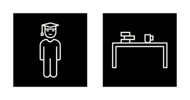 student standing and studying desk Icon vector