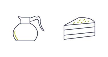 cake slice and coffee pot  Icon vector