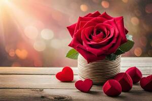 photo wallpaper heart, the sun, the sky, the flowers, the roses, the red,. AI-Generated