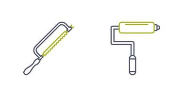 Hacksaw and Paint Roller Icon vector