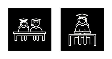 Students Sitting and Female Student Icon vector