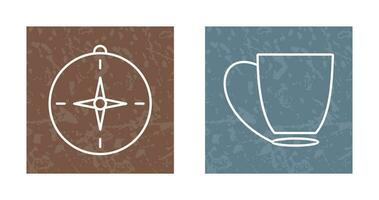 compass and coffee cup Icon vector