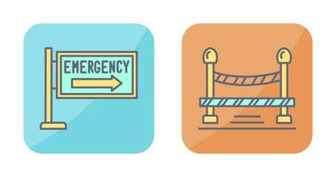 Emergency Sign and Do Not Cross Line, Icon vector