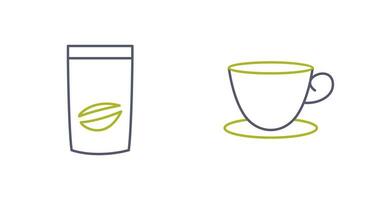 café bolso y té taza icono vector