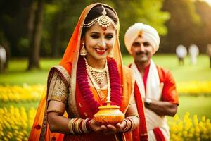 a beautiful indian wedding in delhi. AI-Generated photo