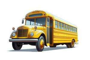 School bus art work isolated on white. Generate Ai photo