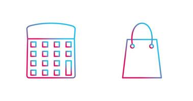 calculator and shopping bag Icon vector