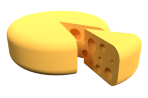 Cheese icon. 3D render of a cheese. Cheese concept. 3D rendering png