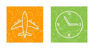 avión y hora icono vector