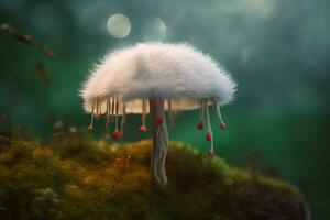 Fantasy fairy white mushroom. Generate ai photo