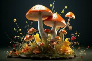 Delicious Edible nature mushrooms. Generate Ai photo