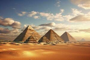 Mysterious Egyptian pyramids temple. Generate Ai photo