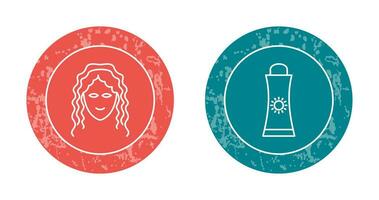 Sunblock Cream and Hair Curly Icon vector