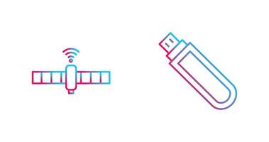 satélite y USB conducir icono vector