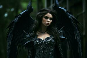 Majestic Dark wings. Generate Ai photo