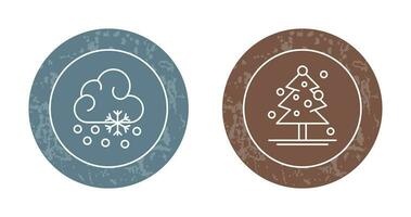 Snow Fall and Christmas Tree Icon vector