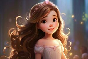 Elegant Cute girl princess. Generate Ai photo