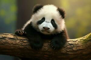 Small Cute baby panda. Generate Ai photo