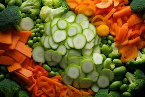 Colorful Cut vegetables food. Generate Ai photo