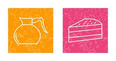 cake slice and coffee pot  Icon vector