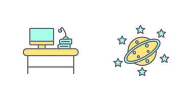 Desktop and Saturn Icon vector