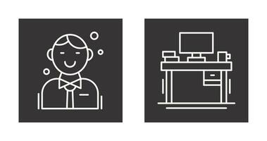 Employee and Desk Icon vector