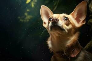 Eager Chihuahua looking up. Generate Ai photo
