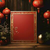 Striking Chinese new year red background. Generate Ai photo