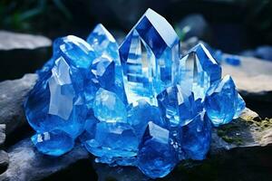 Translucent Blue crystal stone. Generate Ai photo