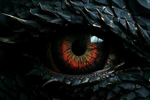 Ancient Black dragon eye. Generate Ai photo
