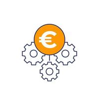 money management icon with euro, vector