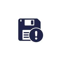 backup error, warning icon with a floppy disk vector