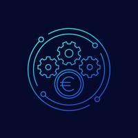 money management icon with euro, linear design vector