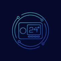 digital thermostat icon, linear design vector