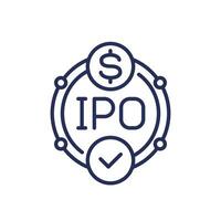 ipo línea icono, inicial público ofrecimiento vector