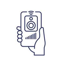 Smart speaker control with a phone line icon vector