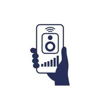 Smart speaker control with a phone icon vector