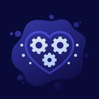 biotechnology icon with heart and gears, vector design