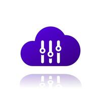 Cloud settings icon, hosting configuration vector