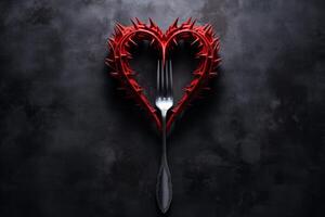 Charming Forks heart valentine dish. Generate Ai photo