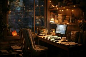 Inviting Cozy workspace. Generate Ai photo