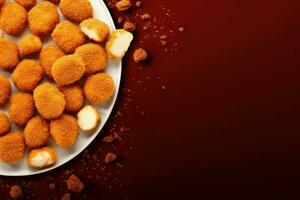 Colorful Chicken nuggets banner. Generate Ai photo