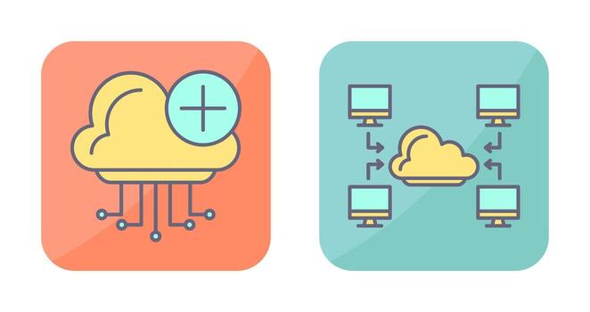 nube informática y computadora icono vector