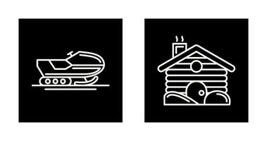 Snowmobile and Cabin Icon vector