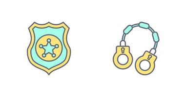 Police shield and Handcuff Icon vector